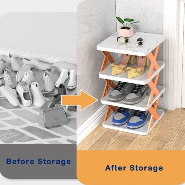 9054 6 Layer Shoe Rack Design Lightweight Adjustable Plastic Foldable Shoe Cabinet Storage Portable Folding Space Saving Shoe Organizer Home and Office