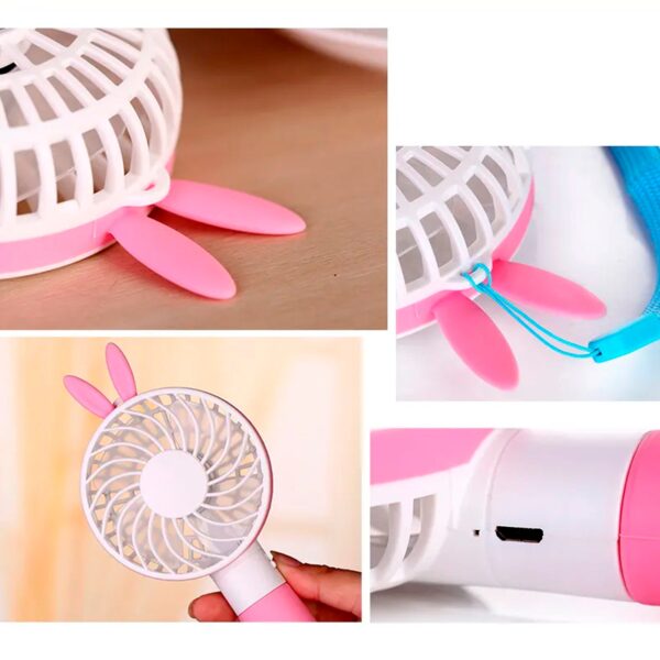 4811 Portable Princess Rabbit Styled Rechargeable Handheld Fan For Travel , home & Office Use