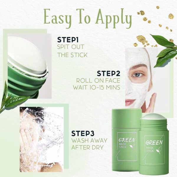 1205 Green Tea Purifying Clay Stick Mask Oil Control Anti-Acne Eggplant Solid Fine, Portable Cleansing Mask Mud Apply Mask, Green Tea Facial Detox Mud Mask