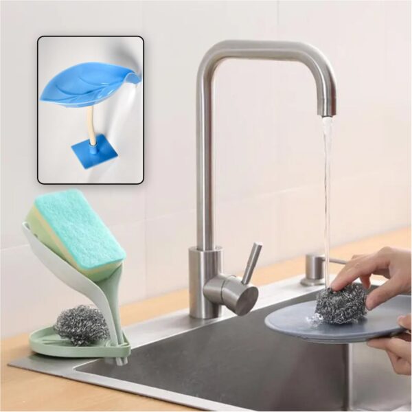 4084 Soap Holder Leaf-Shape Self Draining Soap Dish Holder, With Suction Cup Soap Dish Suitable for Shower, Bathroom, Kitchen Sink