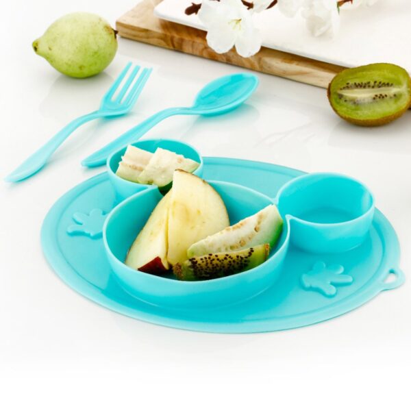 5209 Silicon Micky Plate And 1 Spoon & 1 Fork Card Paking ( 1 Pc Product)