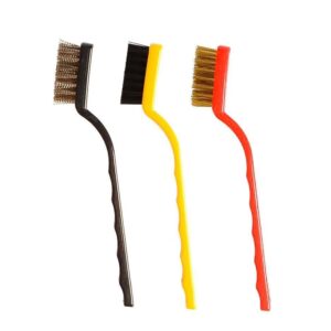 0184 -3 Pc Mini Wire Brush Set (Brass, Nylon, Stainless Steel Bristles)