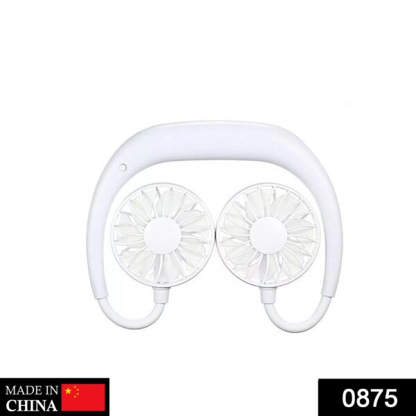 0875 Portable USB Battery Rechargeable Mini Fan - Headphone Design Wearable Neckband Fan