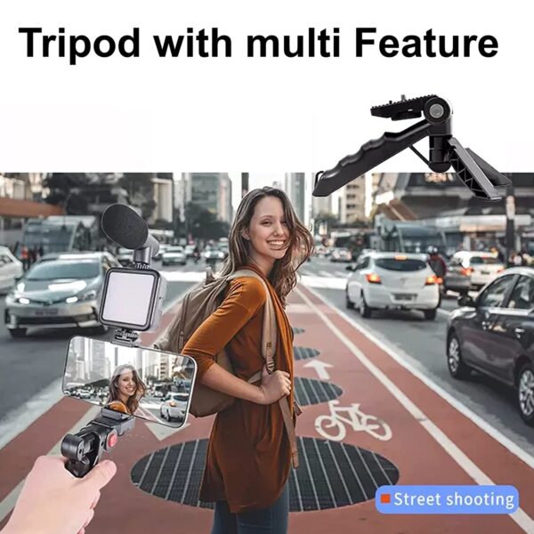 6054 Vlogging Kit for Video Making with Mic Mini Tripod Stand, LED Light & Phone Holder Clip for Making Videos