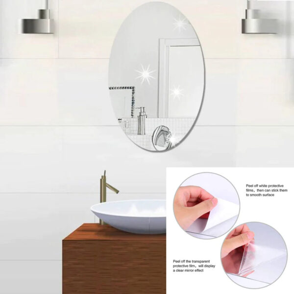 9053 10PC BIG OVAL ADHESIVE-BATHROOM-MIRROR-WALL