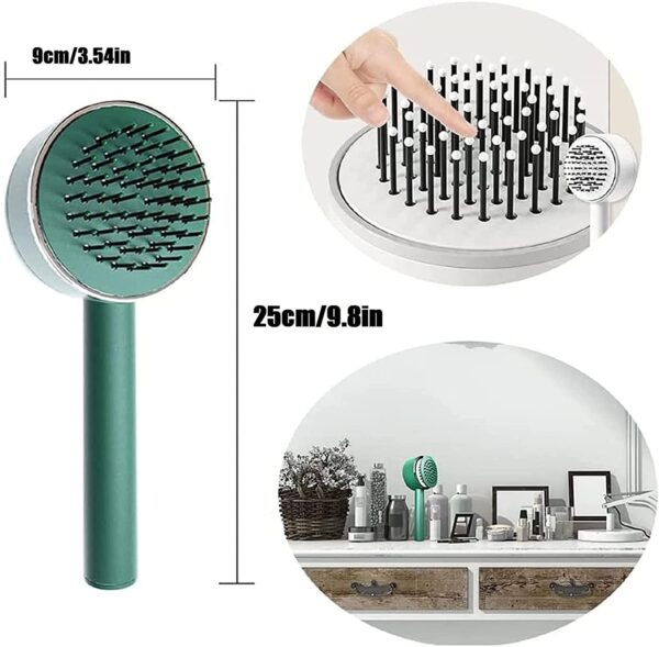 6034﻿ Air Cushion Massage Brush, Airbag Massage Comb with Long Handle, Self-Cleaning Hair Brush, Detangling Anti-Static for All Hair