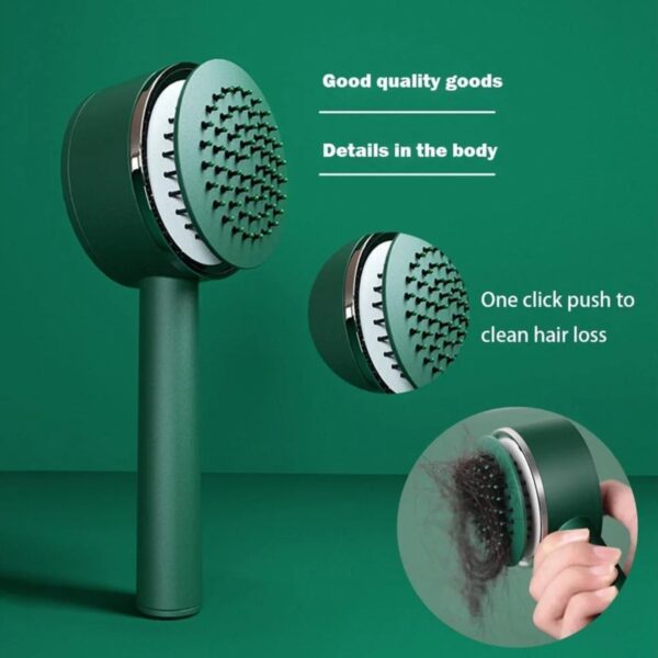 6034﻿ Air Cushion Massage Brush, Airbag Massage Comb with Long Handle, Self-Cleaning Hair Brush, Detangling Anti-Static for All Hair