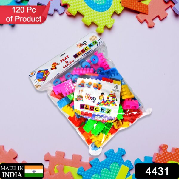 4431 Blocks Set for Kids, Play Fun and Learning Blocks for Kids Games for Children Block Game Puzzles Set Boys, Children (Multicolor, 120 Bricks Blocks)