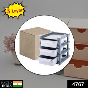4767 Mini 3 Layer Drawer Used for storing makeup equipments and kits used by womens and ladies.
