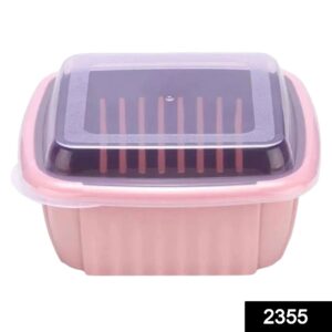 2355 Double Layer Food Drainer Washing Basket with Collapsible Strainers Colander