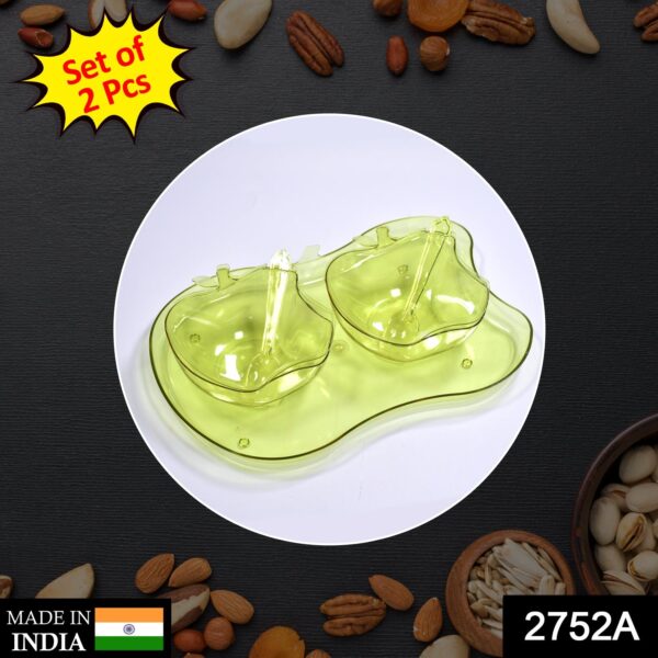 2752A Apple Shape 2Piece Serving Set of Bowl with Spoon & Tray. Dinnerware Serving Snacks & Pickle
