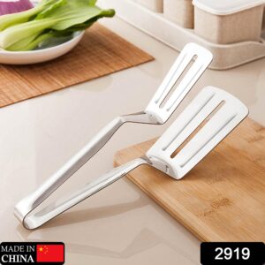 2919 MULTIFUNCTION COOKING SERVING TURNER FRYING FOOD TONG. STAINLESS STEEL STEAK CLIP CLAMP BBQ KITCHEN TONG.