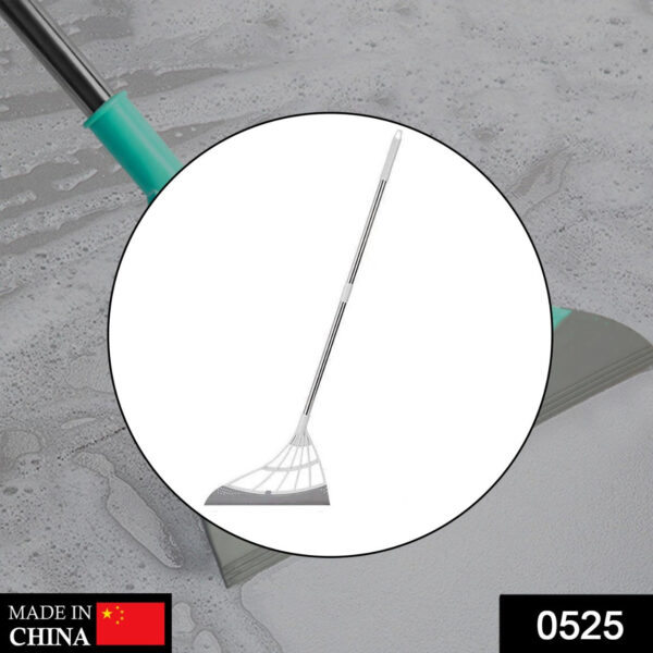 0525 Durable Eco-Friendly Broom with Scraper, Plastic Floor Wiper