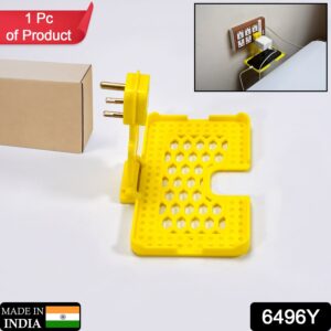 6496Y Multi-Purpose Wall Holder Stand for Charging Mobile Just Fit in Socket and Hang (Yellow)