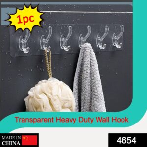 4654 Adhesive Transparent Heavy Duty Wall Hook