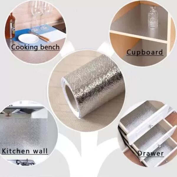 9075 Aluminium foil for Kitchen and Aluminium Foil Paper Sticker Roll for Kitchen Wall, Drawers. (60cm*2Meter)