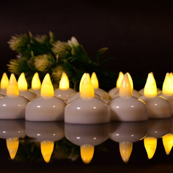 6432 Set of 24 Flameless Floating Candles Battery Operated Tea Lights Tealight Candle - Decorative, Wedding.