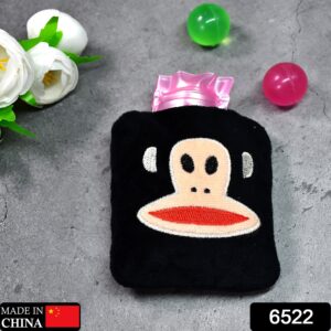 6522 Black Monkey small Hot Water Bag with Cover for Pain Relief, Neck, Shoulder Pain and Hand, Feet Warmer, Menstrual Cramps.