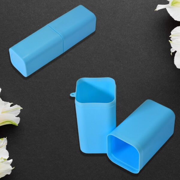 4991 Blue Square Shape Capsule Travel Toothbrush Toothpaste Case Holder Portable Toothbrush Storage Plastic Toothbrush Holder.