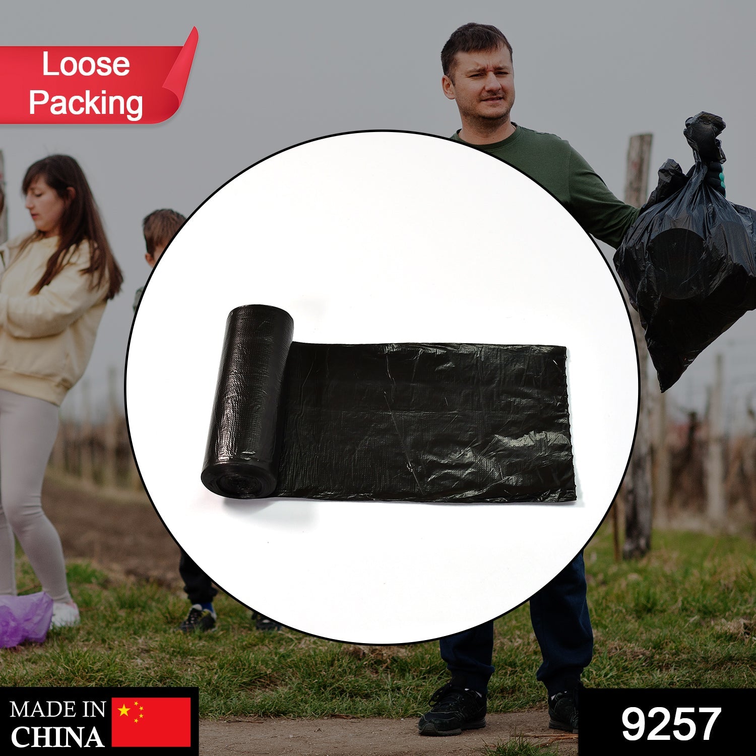 9257 1Roll Black Garbage Bags/Dustbin Bags/Trash Bags