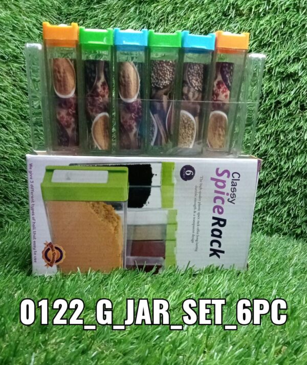 0122 Plastic Spice Jars (6 pcs, 14x22x8cm, Multicolour)
