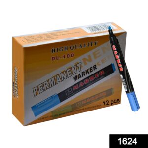 1624 Blue Permanent Markers for White Board (Pack Of 12)