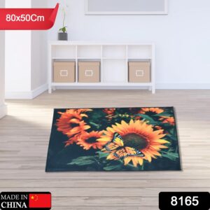 8165 Floor Mat, Bath Mat, Door Mat Floral Pattern, Jacquard, Washable, Non-Slip, Stylish, Floral Pattern, Print Rug Mat, Stylish, Quality, Abrasion Resistant, Soundproofing, Hot Carpet, All Seasons, For Kitchen, Bedroom, Living Room (80×50 Cm)